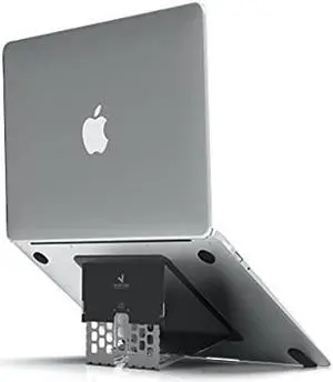 MAJEXTAND Paper-Thin MacBook Stand, Laptop Riser, Slim Portable Ergonomic Ventilated Stand, 6 Adjustable Heights from 2.1" to 3.6", Compatible with Laptops Up to 18", US Patented (Black)