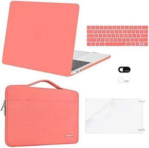 MOSISO Compatible with MacBook Pro 13 inch Case M2 2024, 2023, 2022-2016 A2338 M1 A2251 A2289 A2159 A1989 A1708 A1706, Plastic Hard Case&Bag&Keyboard Skin&Webcam Cover&Screen Protector, Living Coral