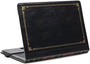 TYTX Compatible with MacBook Air Leather Case 13 Inch 2021 2020 2019 2018 (A2337 A2179 A1932) Protective Book Folio Cover (New MacBook Air 13", Black)