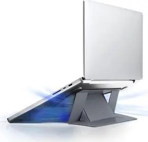 MOFT Laptop Stand for Desk, Adjustable Ergonomic Laptop Riser with 2 Viewing Angles, Foldable and Portable Adhesive Laptop Desk Stand, Compatible with MacBook Air, MacBook Pro 11.6"-16", Cool Gray