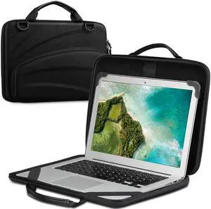 FINTIE 13-14 Inch Chromebook Sleeve Case - Protective Briefcase Shoulder Bag with Accessory Pouch for Up to 14" MacBook Samsung Dell Acer ASUS Lenovo HP Laptop Notebook Ultrabook (Black)