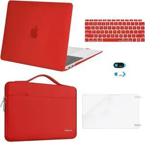 MOSISO Compatible with MacBook Air 13 inch Case M1 Chip 2021 2020 2019 2018 Release A2337 A2179 A1932 Retina Display, Plastic Hard Shell Case&Bag&Keyboard Skin&Webcam Cover&Screen Film, Red