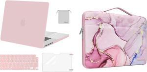 MOSISO Compatible with MacBook Pro 16 inch Case 2023-2021 Release M2 A2780 A2485 M1,Plastic Hard Case&Marble MO-MBH216 360 Protective Sleeve Bag&Keyboard Cover&Screen Protector&Pouch, Rose Quartz