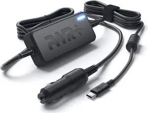 USB-C Laptop CAR Charger Power Adapter: Lenovo Yoga Thinkpad Dell XPS MacBook Pro Air LG Gram Razer Blade Stealth Chromebook Pixel Acer Swift Samsung Asus Steam Deck DJI Mavic Long Cord UL Listed PD3