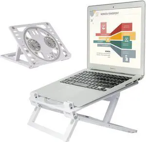 PHOCAR Laptop Cooling Pad, Adjuastable Laptop Stand with External Fan for Laptop, Compatible with iPad, iPhone Pro Max, MacBook, Dell, HP, Surface, from 7' to 17' Phones or Laptops-White