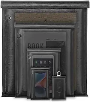 Large Faraday Bags- 5 Pack Faraday Cages for Laptops & Tablets & Phones & Car Keys, Faraday Key Fob Protector, Fireproof & Waterproof RFID Faraday Pouch Key Fob Signal Blocker Anti-Theft Faraday Bag