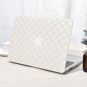 Seorsok Compatible with MacBook Air 136 inch Case 2022 A2681 M2 Chip with Liquid Retina Display Touch IDElegant Leather Plastic Hard Shell Case with Transparent Keyboard CoverBeige PVC Grid