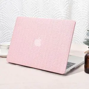 Seorsok Compatible for MacBook Pro 14 inch Case 2024-2021 M4 M3 Pro/Max A3112 A3185 A3401 A2918 A2992 M2 A2779 M1 A2442,Elegant Plastic Hard Shell Case Transparent Keyboard Cover,Pink Woven Fabric