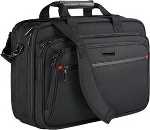 VANKEAN Laptop Briefcase for Men Women, Fits Up to 17.3 Inch Laptop Expandable Premium Laptop Shoulder Bag Water-Repellent Messenger Bag Computer Bag for Travel/Business-Black