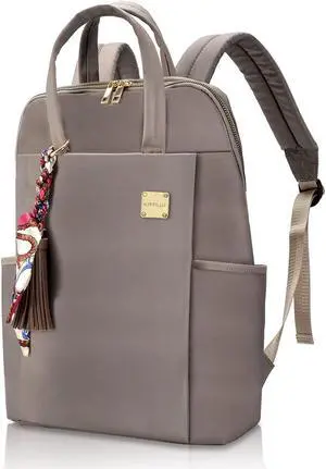 Laptop Backpack for Women 15.6-inch Slim - Laptop Bag Computer Case Purse Travel Lightweight Medium Size Satchel Daypack 16-inch Water-resistant Business Comutter Fashion Stylish Nylon Khaki