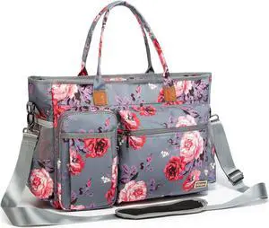 Rabjen Nurse Tote Bag for Work with Padded 15.6" Laptop Sleeve, Medical Supplies Shoulder Bag for Home Health Care