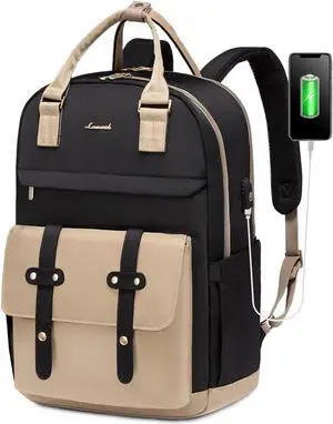 LOVEVOOK Laptop Backpack for Women, 15.6 Inch Laptop Bag with USB Charging Port, Fashion Water Resistant Daypacks Teacher Nurse Stylish Travel Bags Vintage Computer Backpack for College, Work