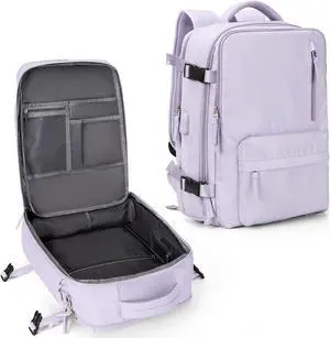 WONHOX Large Travel Backpack Women, Carry On Backpack,Hiking Laptop Backpack Waterproof Outdoor Sports Rucksack Casual Daypack (Purple)