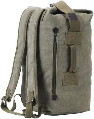 Military Duffel Bag Top Load Double Strap Canvas Backpack Army Travel (upgrade army green small)