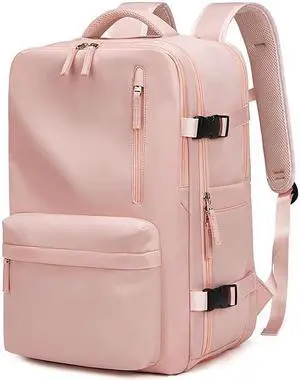 Women Travel Backpack,16 Inch Expanded 39L USB Charging Business Laptop Backpack with Shoe Bag,waterproof hiking outdoor Backpack (pink)