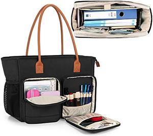 CURMIO Teacher Tote Bag for Women, Teacher Work Bag with Padded Laptop Sleeve, Ideal Gift for Teacher, Educator, Black (Bag Only)