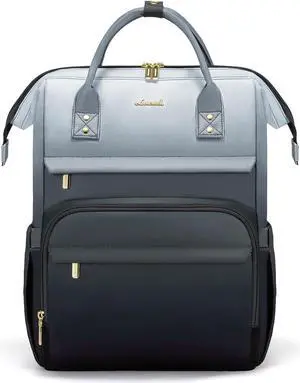 LOVEVOOK Gradient Laptop Backpack for Women,15.6 Inch Work Computer Bakcpack Purse Laptop Bag With Anti-Theft Pocket,Waterproof Carry on Teacher College Backpack for Travel,Black-White-Gray