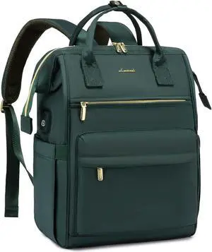 LOVEVOOK Laptop Backpack for Women, 17 Inch Work Teacher Nurse Bag, Large Capacity Business Computer Backpack Purse with USB Port, Stylish Casual Daypack for Travel,Green