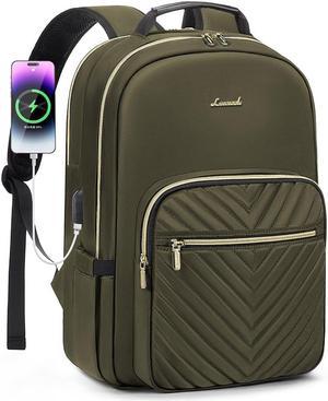 LOVEVOOK Laptop Backpack for Women 15.6 inch,Cute Womens Travel Backpack Purse,Professional Laptop Computer Bag,Waterproof Work Business College Teacher Bags Carry on Backpack with USB Port,Army Green