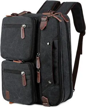 Baosha Convertible Briefcase Backpack 17 Inch Laptop Bag Case Business Briefcase HB-22 (Black-Grey Mixed)