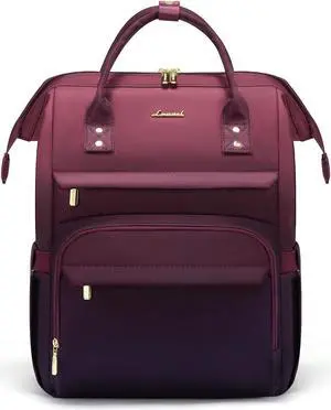 LOVEVOOK Gradient Laptop Backpack for Women,15.6 Inch Work Computer Bakcpack Purse Laptop Bag With Anti-Theft Pocket,Waterproof Carry on Teacher College Backpack for Travel,Purple-Red