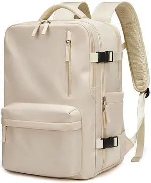 INFEYLAY Women Travel Backpack,16 Inch Expanded 39L USB Charging Business Laptop Backpack with Shoe Bag,waterproof hiking outdoor Backpack (Off white)