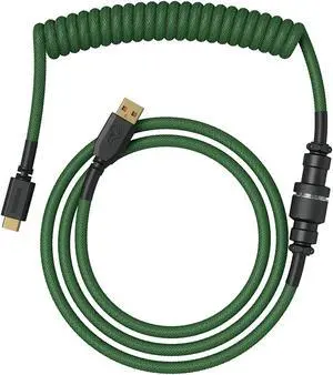 Glorious Coiled Keyboard Cable - Coiled USB C Cable Artisan Braided Cables for Mechanical Gaming Keyboard Coiled Cable - Custom Keyboard Cable (Forest Green)