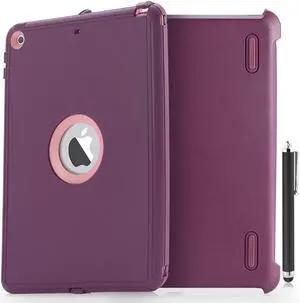 AICase iPad 9.7 Case - Heavy Duty Waterproof & Shockproof with Stylus for iPad 9.7 5th/6th Generation (Purple)