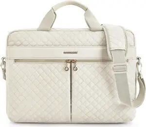 BAGSMART 17.3/15.6 Inch Laptop Bag, Briefcase for Women Computer Messenger Bag Office Travel Business, Beige