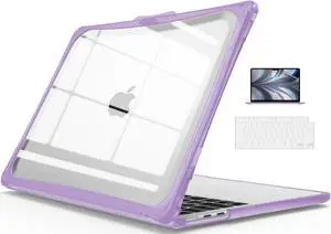 IBENZER Hexpact Compatible with 2024 2023 2022 MacBook Air 13 inch Case M3 A3113 M2 A2681, Heavy Duty Case & KeyboardCover & ScreenFilm for Mac Air 13.6 Touch ID, Lilac Purple, HPE-AT13-KK-LLPU+2