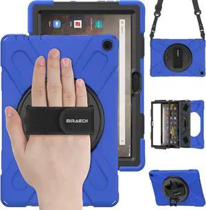 BRAECN Case for  Fire HD 10 11th Generation 2021 /  Fire HD 10 11th Generation 2021, Heavy Duty Kids Case with Hand Strap, Kickstand and Shoulder Strap for Fire HD 10 2021 Tablet-Blue