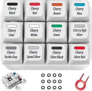 Griarrac Cherry MX Switch Tester 12-Key Mechanical Keyboard Sampler Switch Testing Tool with Keycap Puller and 24 O Rings, 40A-L & 40A-R (Printed PBT Keycap)