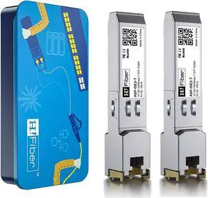 H!Fiber Auto-Negotiation SFP to RJ45 Module, 10/100/1000BASE-T Ethernet Transceiver for Cisco GLC-T(10/100/1000)/SFP-GE-T(10/100/1000), Cisco Meraki and More, up to 100m (328 Ft),2 Pack