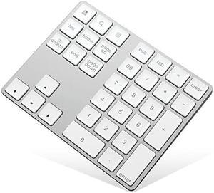 HoRiMe Bluetooth Number Pad, Rechargeable Wireless Numeric Keypad Slim 34-Keys Aluminum Number Keypad External Data Entry Compatible for Laptop