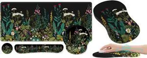 iCasso 5in1 Large Gaming Mouse Pad with Wrist Rest+Coaster, XXL Desk Mat and Keyboard Wrist Rest Set with Ergonomic Design for Home Office