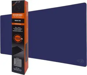 ICONIC - PRO PC GEAR XXL Extended Gaming Mouse Pad/Mat 40"x18"(Navy Blue) - Large & Wide Desk Cloth Mousepad - Stitched/Water Proof/Non Slip Base