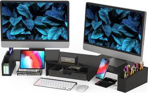 Simple Houseware Desk Dual Monitor Stand Riser with Drawer, Black