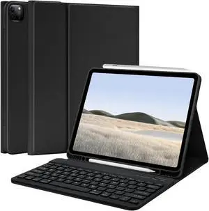 TQQ for iPad Air 13-inch (M3/M2, 2025/2024) & Pro 12.9 inch Case with Keyboard, Keyboard case for 12.9-inch iPad Pro 6th/5th Gen - with Pencil Holder for iPad Air 13-inch/iPad Pro 12.9 (Black)