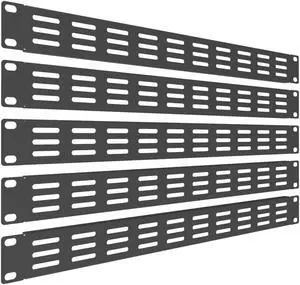 QiaoYoubang 5 Pack of 1U Vented Blank Panel - Steel Blank Rack Mount Panel Spacer for 19in Server Rack Cabinet or Enclosure, Black (1U)