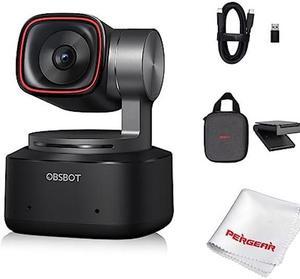 OBSBOT Tiny 2 AI-Powered PTZ 4K Webcam 1/1.5" CMOS 4X Faster Focusing USB 3.0 10x Faster Data Transmission Voice Control, W Cleaning Cloth
