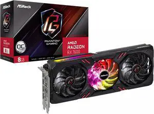 ASRock RX7600 PG 8GO AMD Radeon(tm) RX 7600 Phantom Gaming 8GB OC Graphics Card