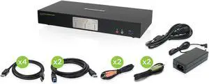 IOGEAR 2-Port Dual View DisplayPort KVMP Switch - 4K 60Hz - 2 DisplayPort In Per Channel - 2-Port USB 3.1 Hub 5Gbps - Keyboard Mouse Input - 7.1 HD Audio - Front Panel Selector - TAA Mac/Win - GCS1942