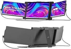 Mobile Pixels New Trio Max 14.1" Portable Monitor, Triple Monitor for Laptop, 1080P FHD IPS, with Plug and Play, Suitable for 15-17.3 '' Laptop, Built-in Kickstand, Optional Magnets (Tri-Screen)