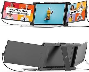Trio Max 14.1" Mobile Pixels Portable Laptop Monitor(2023 Version), FHD IPS Triple Monitor with Built-in Kickstand, Type-C/USB A Laptop Screen Extender(Optional Magnets), Windows/Android/macOS/Switch