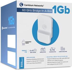 Cambium Networks 60 GHz Bridge in a Box 1 Gb- Extend Internet Connectivity Up to 500 Feet (150 Meters)- 1 Gbps Throughput- LAN Extension- Backhaul Outdoor/Remote Wi-Fi Hotspots-(US cord)- C600510C001A