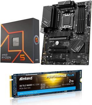 Micro Center AMD Ryzen 5 7600X Desktop Processor Bundle with MSI PRO B650-P WiFi ProSeries Motherboard INLAND 2TB Performance Plus NVMe Internal Gaming SSD Solid State Drive Up to 7000MB/s