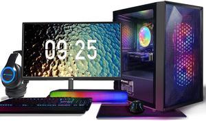 STGAubron Gaming PC Bundle with 24Inch FHD LED Monitor - Intel core I5 3.3Ghz up to 3.7Ghz,Geforce RTX 2060 6G GDDR6,16G,512G SSD,WiFi,BT 5.0,RGB Keyboard&Mouse&Mouse Pad,RGB BT Sound Bar,W10H64
