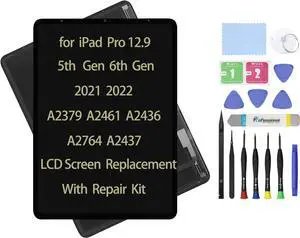 12.9" LCD Screen Replacement Compatible with iPad Pro 12.9 5th 6th Gen Generation 2021 2022 A2378 A2379 A2461 A2436 A2764 A2437 Display LCD Assembly Glass + Touch Digitizer + Repair Kit