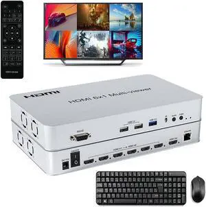 6 Ports KVM Switch HDMI Multi-Viewer Seamless Switch 6X1 HDMI Quad Screen Real Time Multiviewer Support Mouse Through Mode