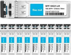 SFP 10G LR for HPE ProCurve J9151A HPE Aruba J9151D J9151E J9151ECM Fiber Optic Transceivers 10GBASE-LR SFP+ 1310nm 10km Single Mode DOM Pack of 10